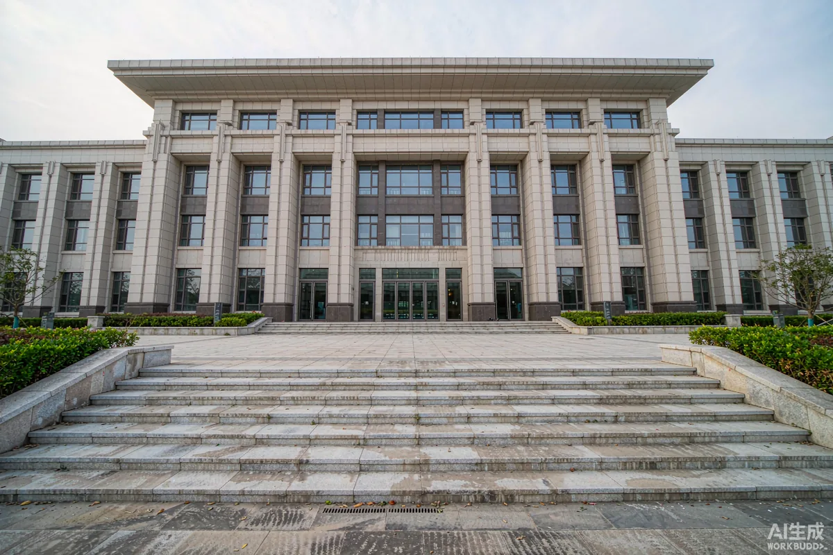 庄重的政务服务大厅外景与台阶